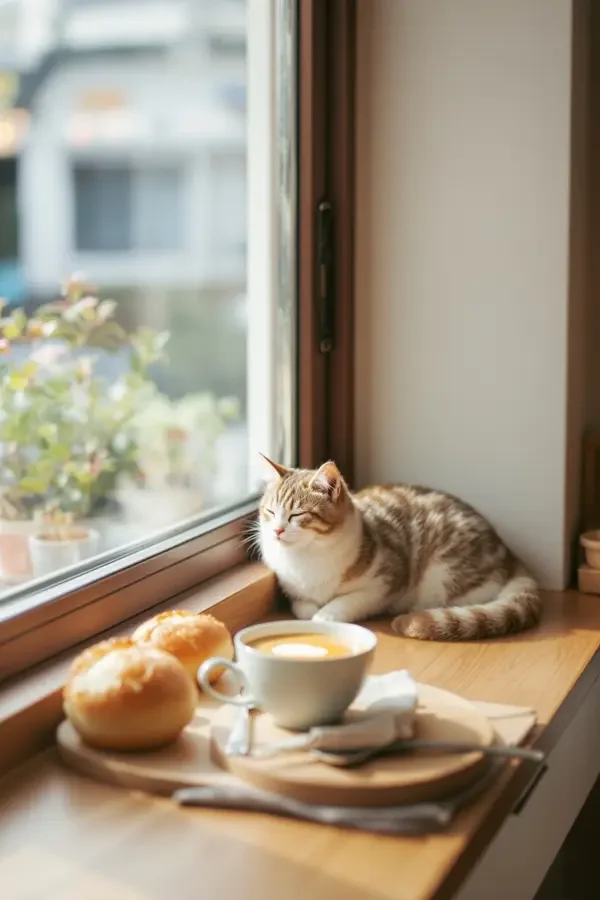 面包和汤和猫咪好天气 海报